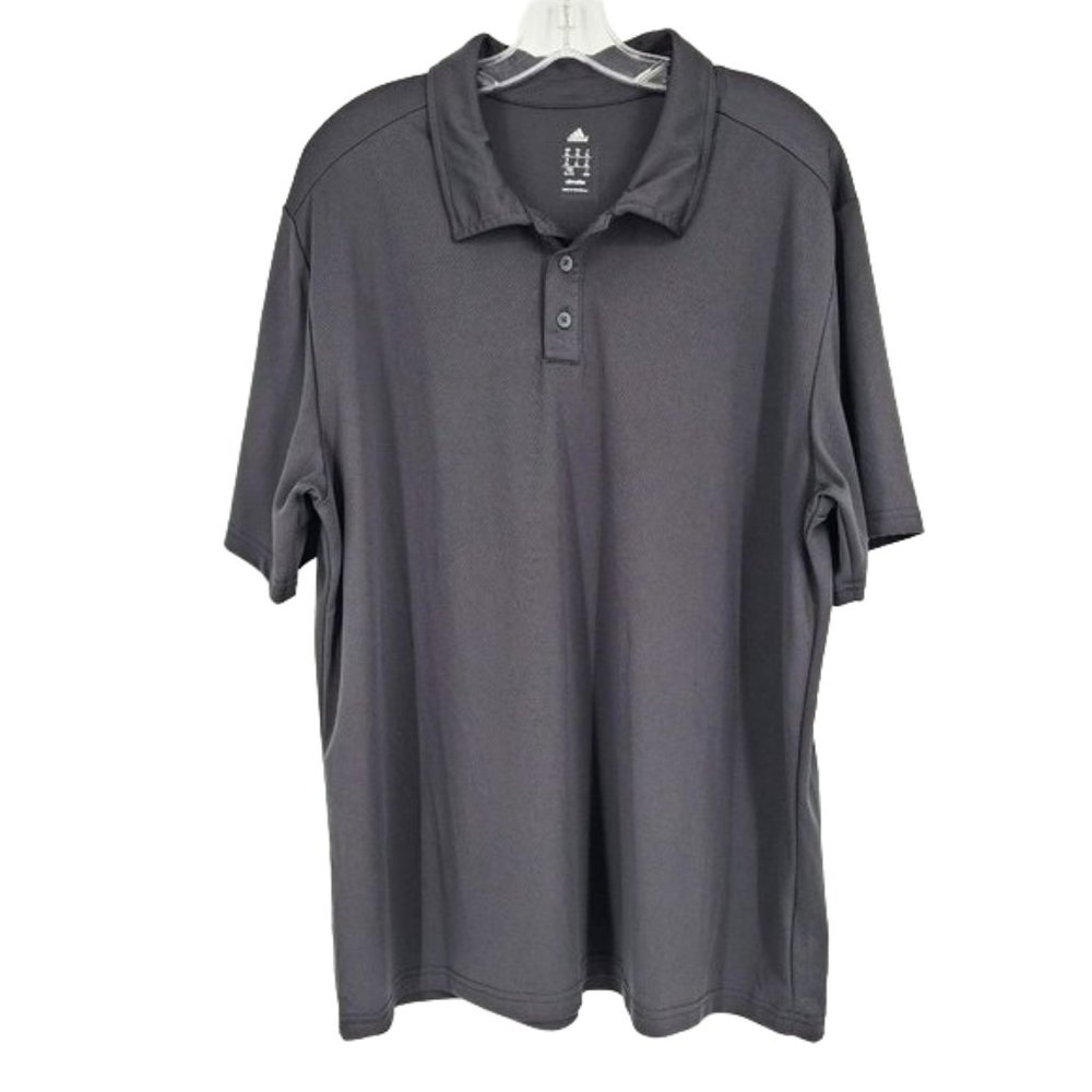 Adidas Polo Shirt XL Black Short Sleeve Collar Athletic Tennis Golf Active Sport
